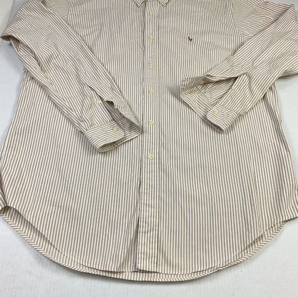 Ralph Lauren Mens Yarmouth Cotton Button Dress Shirt Striped Long Sleeve 16-35 - Picture 2 of 10